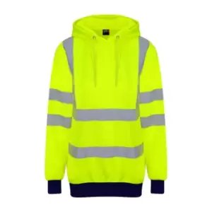 image of Pro RTX High Visibility Unisex Adults Reflective Hoodie (L) (Yellow/Navy)