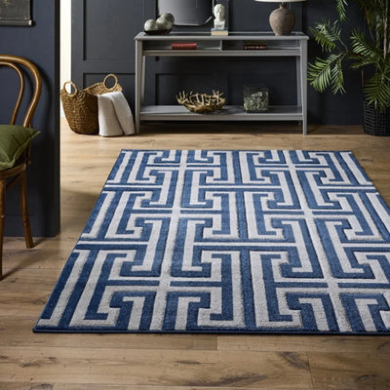 Image of Origins Greek Key Textured Rug Navy - Origins - Size: 80X150 Navy 80X150 WB93205