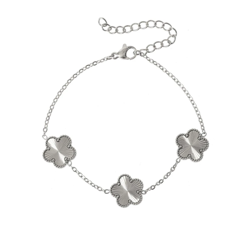 Image of Miso Clover Chain Bracelet - Silver Silver One Size