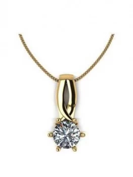 image of Moissanite Lady Lynsey 9ct Gold 1ct Round Brilliant Moissanite Kiss Pendant and Chain, Gold, Women