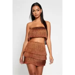 Image of I Saw It First Strapless Tassle Bandeau Co-Ord - Metallics