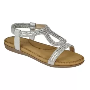 image of Cipriata Womens/Ladies Nicole Diamante Elasticated Halter Back Sandals (6 UK) (Silver)