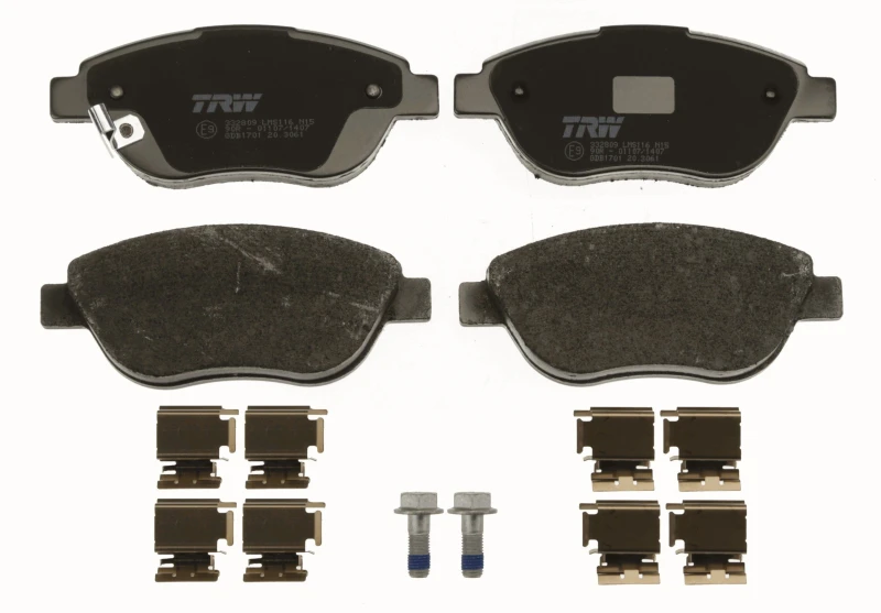 Image of TRW GDB1701 Brake pad set with acoustic wear warning, with accessories, with brake caliper screws Brake Pad Set,disc brake (402)