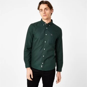 image of Jack Wills Wadsworth Plain Oxford Shirt - Dark Green