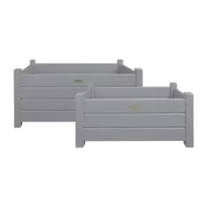 Esschert Design Set of 2 Rectangle Planters - Grey