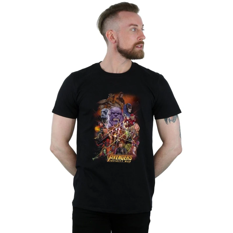 Image of Marvel Marvel Men Avengers Infinity War Character Poster T-Shirt in Black Size: Small Black S Male 5057864430349