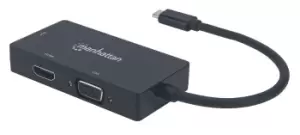 image of Manhattan USB-C Dock/Hub, Ports (x3): DVI-I, HDMI and VGA Ports,...