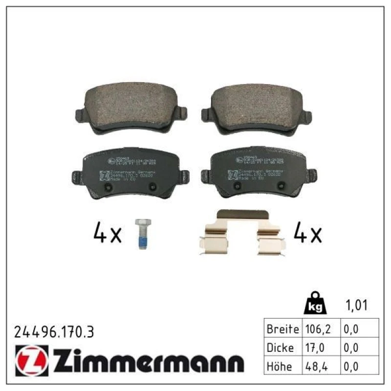 Image of ZIMMERMANN Brake pad set ZIMMERMANN 24496.170.3