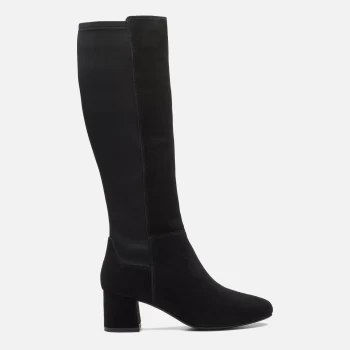 image of Clarks Womens Sheer 55 Hi Suede Heeled Knee High Boots - Black - UK 4