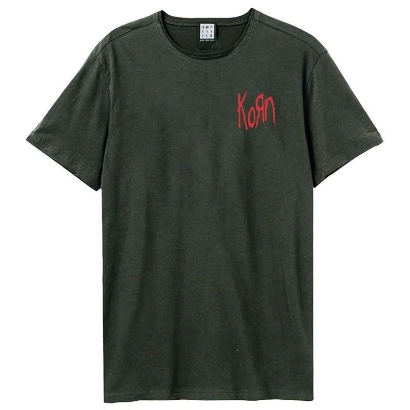 Image of Amplified Amplified Men Lineart Issues Korn T-Shirt in Charcoal Size: X-Small Charcoal XS Male 5063574759878