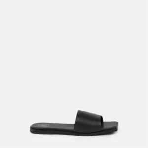 image of Missguided Square Toe Flat Mule Sandals - Black