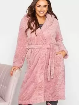 Image of Yours Honeycomb Hooded Robe - Pink, Size 30-32, Women