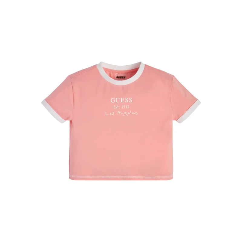 Image of Guess Girl's crop top T-Shirt Guess Mini Me Rose Female 4 ans