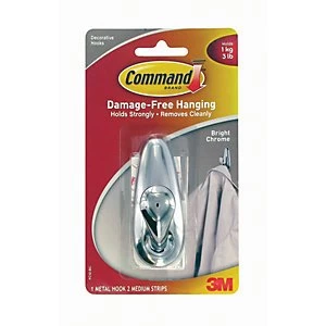Image of Command Medium Metal Hook Polished Chrome