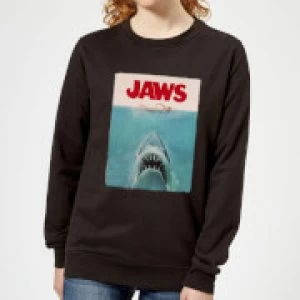 image of Jaws Classic Poster Womens Sweatshirt - Black