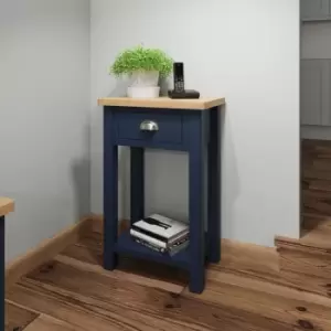 Image of Rye Two Tone Oak & Blue Telephone Table With Magazine Shelf