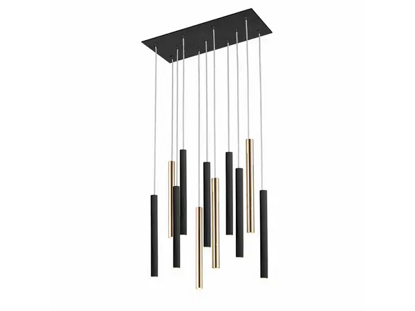 Image of Varas Dimmable Pendant Light Cluster Drop, Glossy Gold, Matt Black, Remote Control