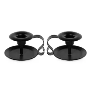 Image of Retro Black Iron Candlestick Holders - Set of 2 M&amp;W