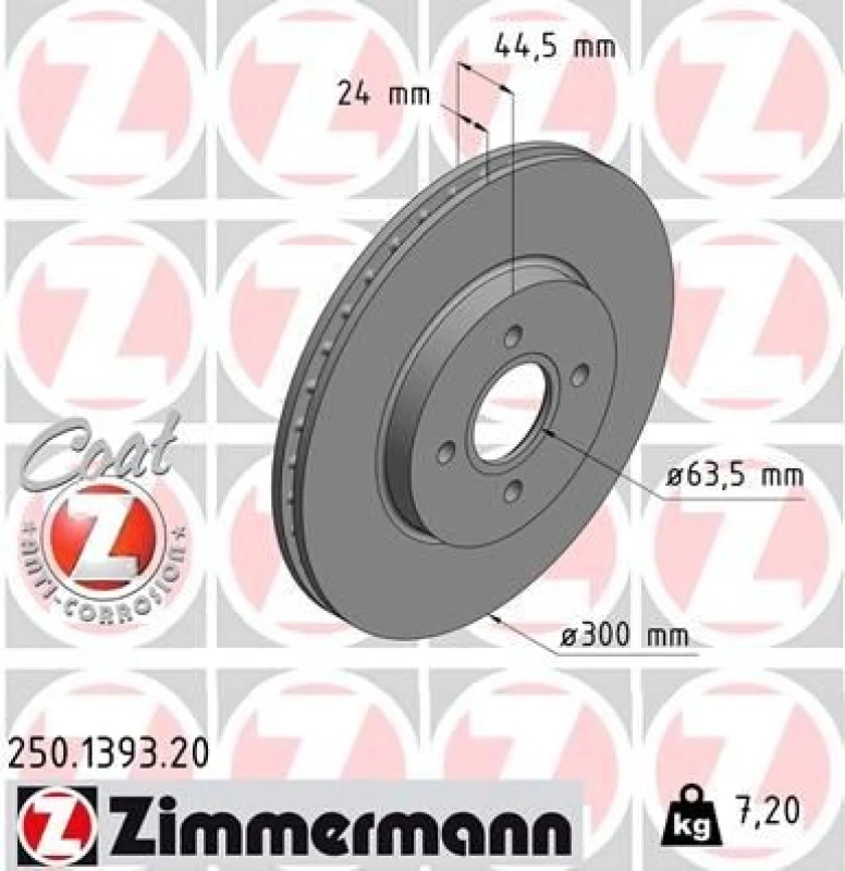 Image of ZIMMERMANN Brake disc ZIMMERMANN 250.1393.20