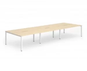 Image of B2B White Frame Bench Desk 1400 Maple (6 Pod)