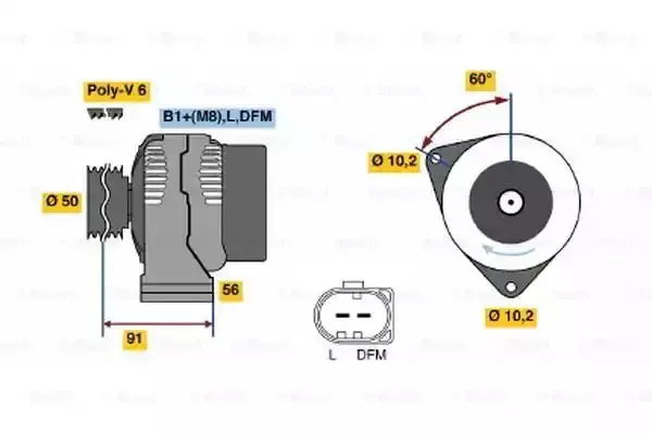 Image of Bosch 0986047540 Alternator 4754 120 A 14 V BOSCHALTERNATOR-0986047540