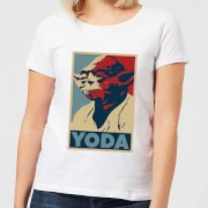 Image of Star Wars Yoda Poster Womens T-Shirt - White - XXL