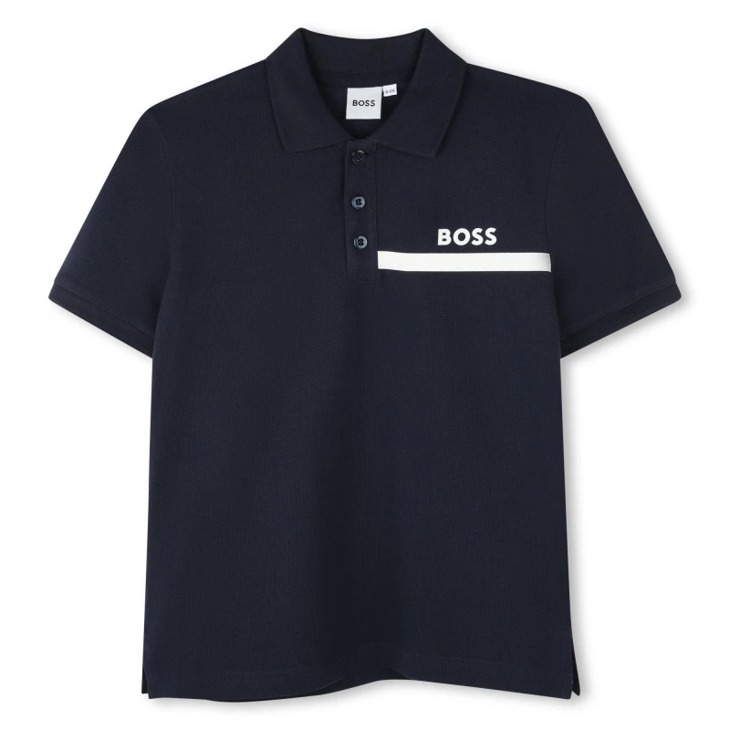 Image of Boss Kids Short-Sleeve Polo, Logo Design Navy 849 male 12Y