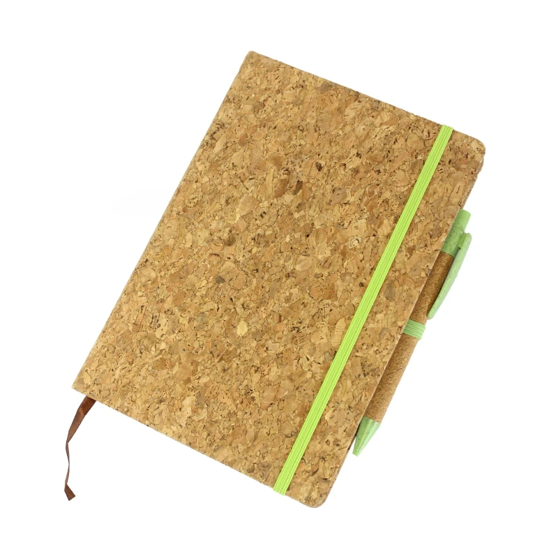 Image of Treat Republic A5 Cork Notebook and Pen with Green Trim Green