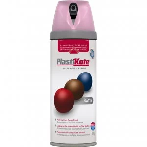 image of Plastikote Premium Satin Aerosol Spray Paint Cameo Pink 400ml