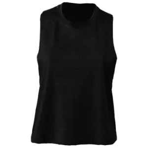 image of Bella + Canvas Womens/Ladies Racerback Cropped Sleeveless Tank Top (XL) (Solid Black Blend)