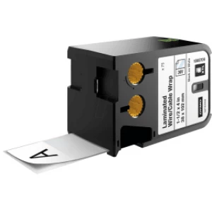 Image of Dymo 1868709 Black on White Laminated Wire Cable Wrap 38mm x 102mm 75 Pre Sized Labels