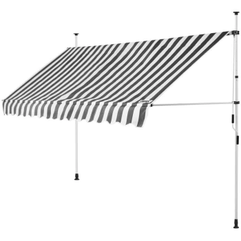 Image of Clamp Awning Telescopic Balcony Canopy 150 - 400cm Retractable Sunshade 350cm (de), Weiß/Grau (de)