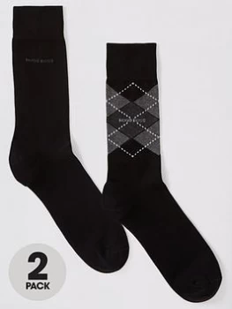 Image of Hugo Boss 2 Pack RS Argyle Socks Black Size 43-46