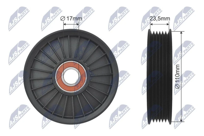 Image of NTY Deflection / guide pulley, V-ribbed belt NTY RNK-AU-017