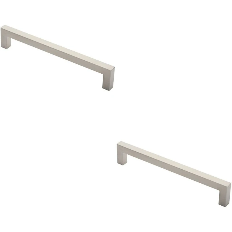 Image of Loops 2x Square Mitred Door Pull Handle 319 x 19mm 300mm Fixing Centres Satin Steel Metallics unisex