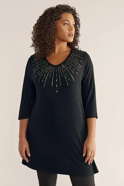 Image of Evans Embellished Swing Top Black