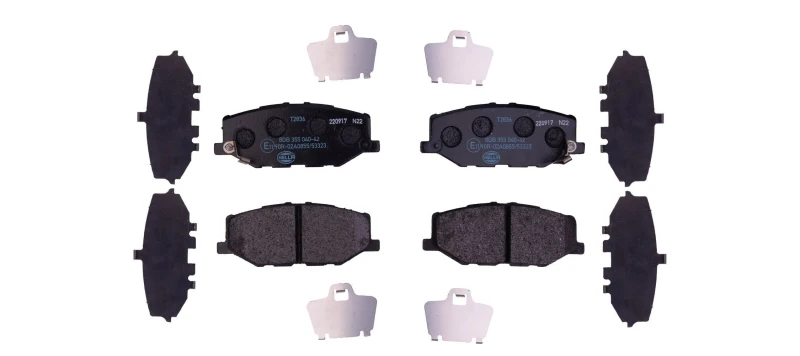 Image of HELLA 8DB 355 040-421 Brake pad set with acoustic wear warning, with accessories Brake Pad Set,disc brake (402)