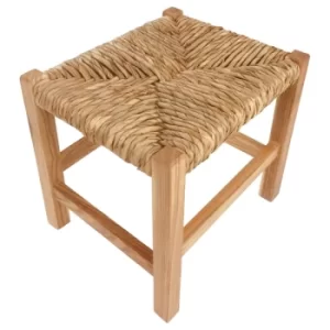 image of Rustic Woven Raffia Stool 30cm