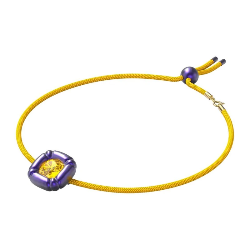 Image of Swarovski Dulcis necklace, Cushion cut, Purple - Gold Gold One Size