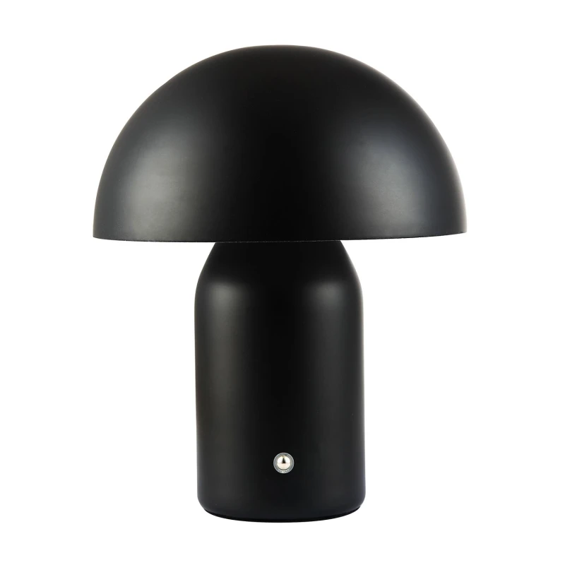 Image of Happy Homewares Modern Rechargeable Mushroom Table Lamp with Touch Dimmer Button in Black Size: 14" Black Unisex 14"