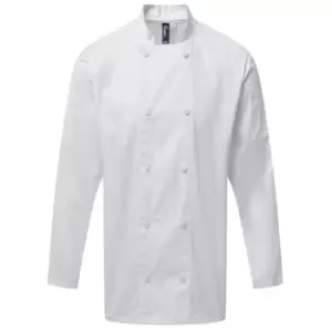 Image of Premier Mens Coolchecker Long-Sleeved Chef Jacket (M) (White) - White