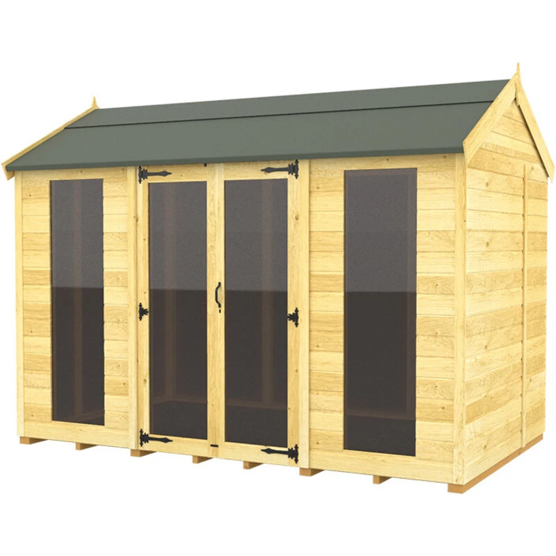 Image of Flat Pack Sheds DIY Sheds 10 x 5 Apex Summer House (Full Height Window), Brown 10X5AFHWSHFF