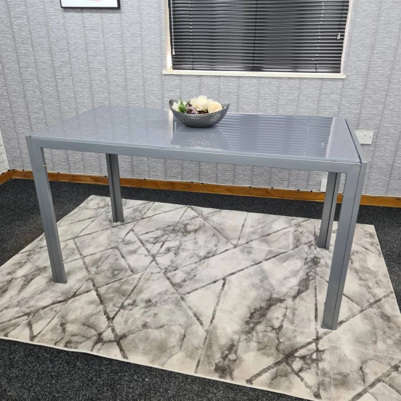 Image of KOSY KOALA Kosy Koala - Dining Table Grey Glass Kitchen Place for 6 Seats, Dining Table Only (Grey h 75 x l 134 x w 70 cm) All grey 134 table