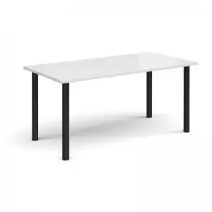 Image of Rectangular Black radial leg meeting table 1600mm x 800mm - white