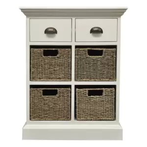 image of Tocino Ready Assembled 2-Drawer 4-Basket Wooden Storage Unit - White