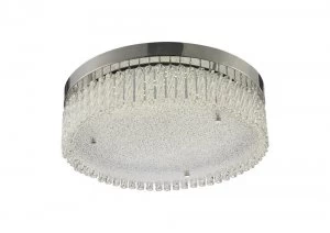 image of Large Round Flush Ceiling 21W 1900lm LED 4200K Polished Chrome, Crystal