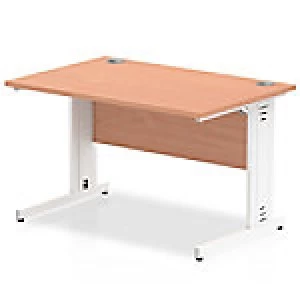 Image of Impulse 1200/800 Rectangle White Cable Managed Leg Desk Beech