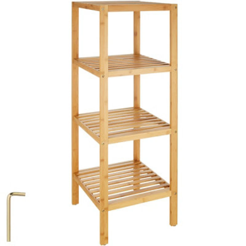 Image of TECTAKE Standing bathroom shelf - 4 tiers in bamboo - bath shelf, bamboo shelf, toilet shelf 401647