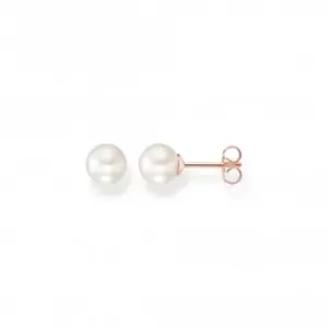 image of Sterling Silver Rose Gold Plated Pearl White Earrings H1430-428-14