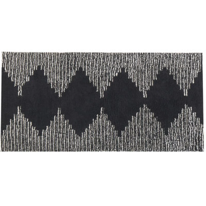 Image of Beliani Rug Bathinda Black/ White 80 X 150 Cm Cotton